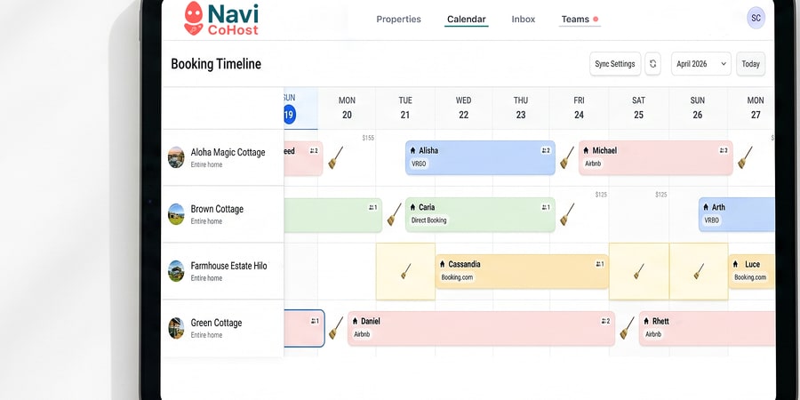 Navi CoHost booking calendar